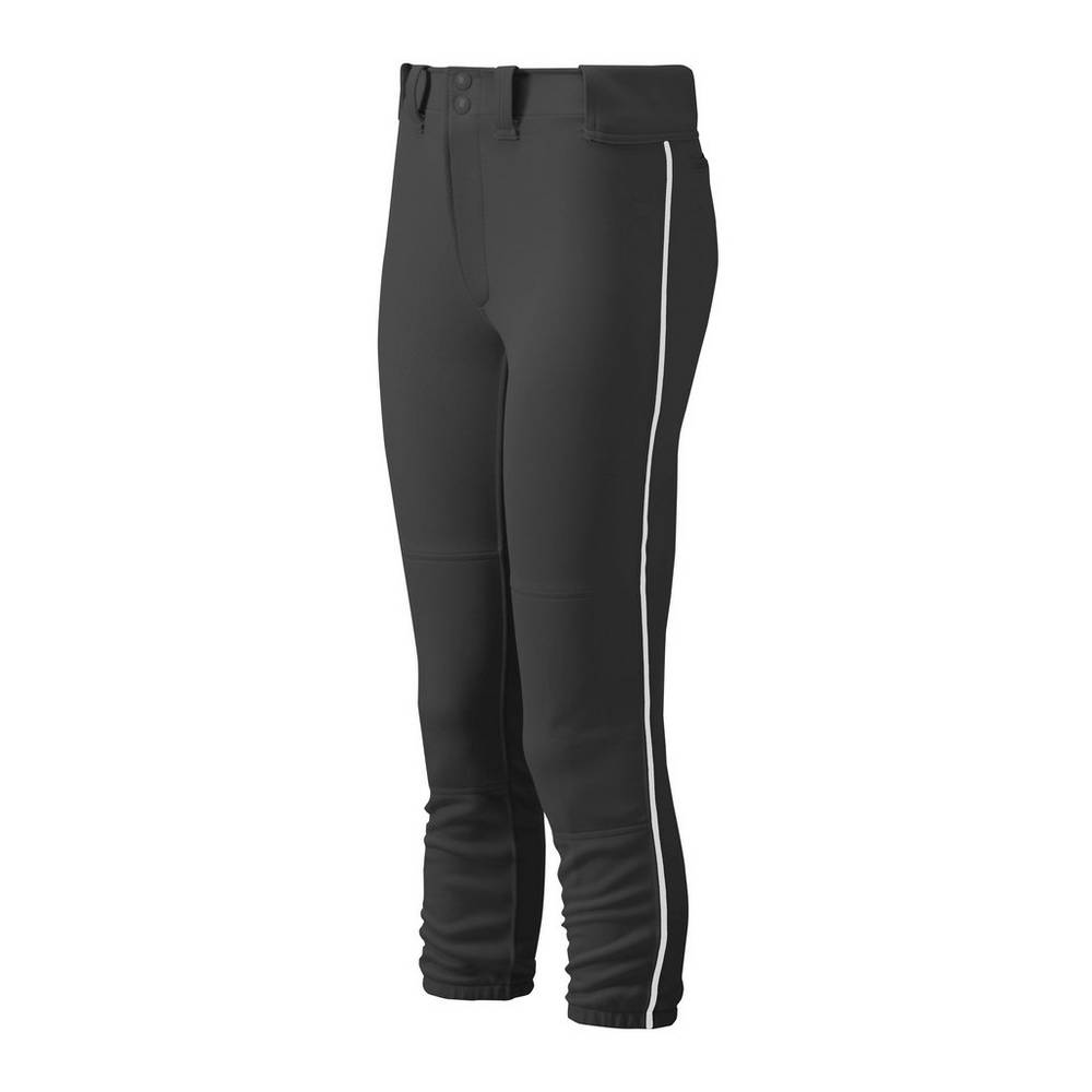 Pantalones Mizuno Belted Piped Mujer Negras/Blancas Comprar CGSW-39517